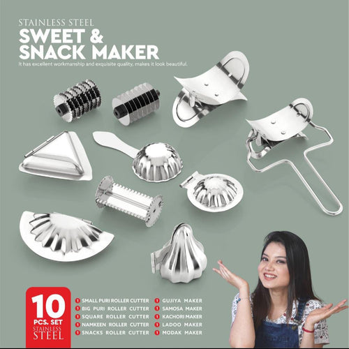 Stainless Steel 10 Pcs Sweet & Snack Maker